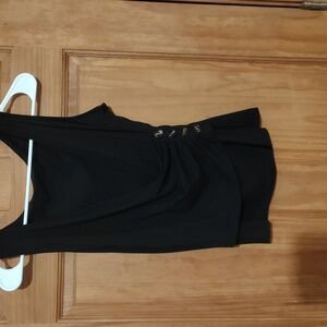 Black Sleeveless Top with Button Detail